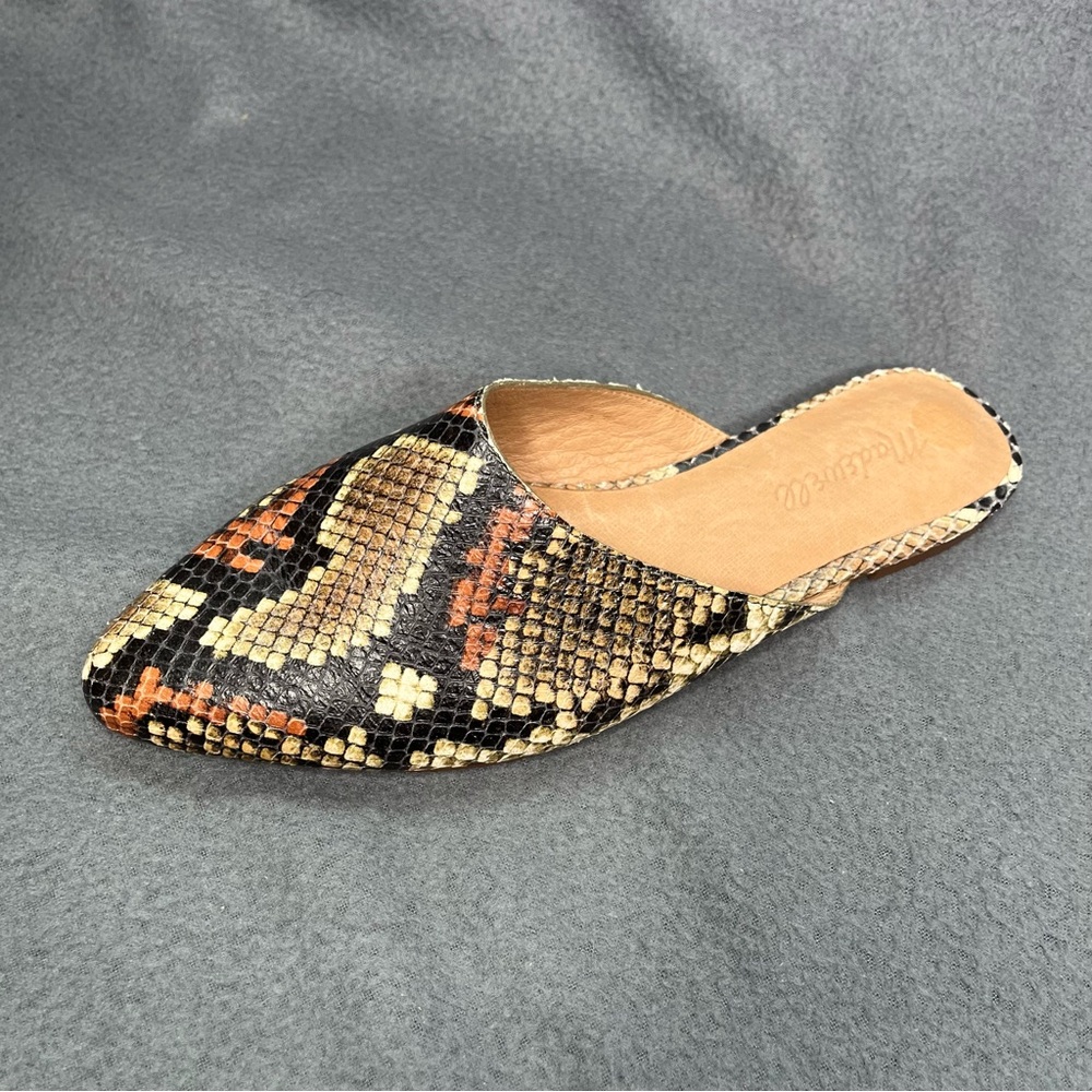 Madewell Chic Remi Snake Print Spiced Cider Slip On Mules Size 6 1/2.